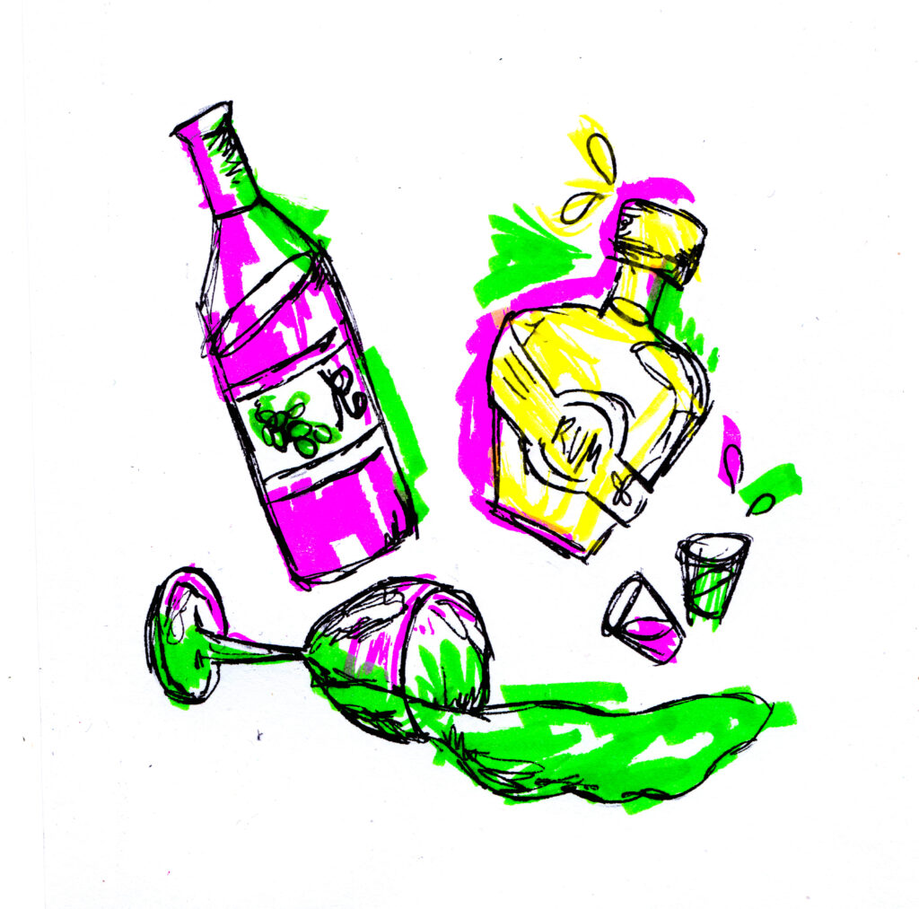 Highlighter Illustration of alcoholic drinks