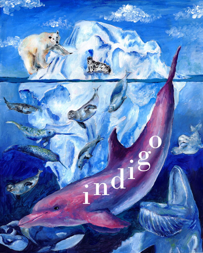 Indigo front cover, arctic landscape and fauna painting